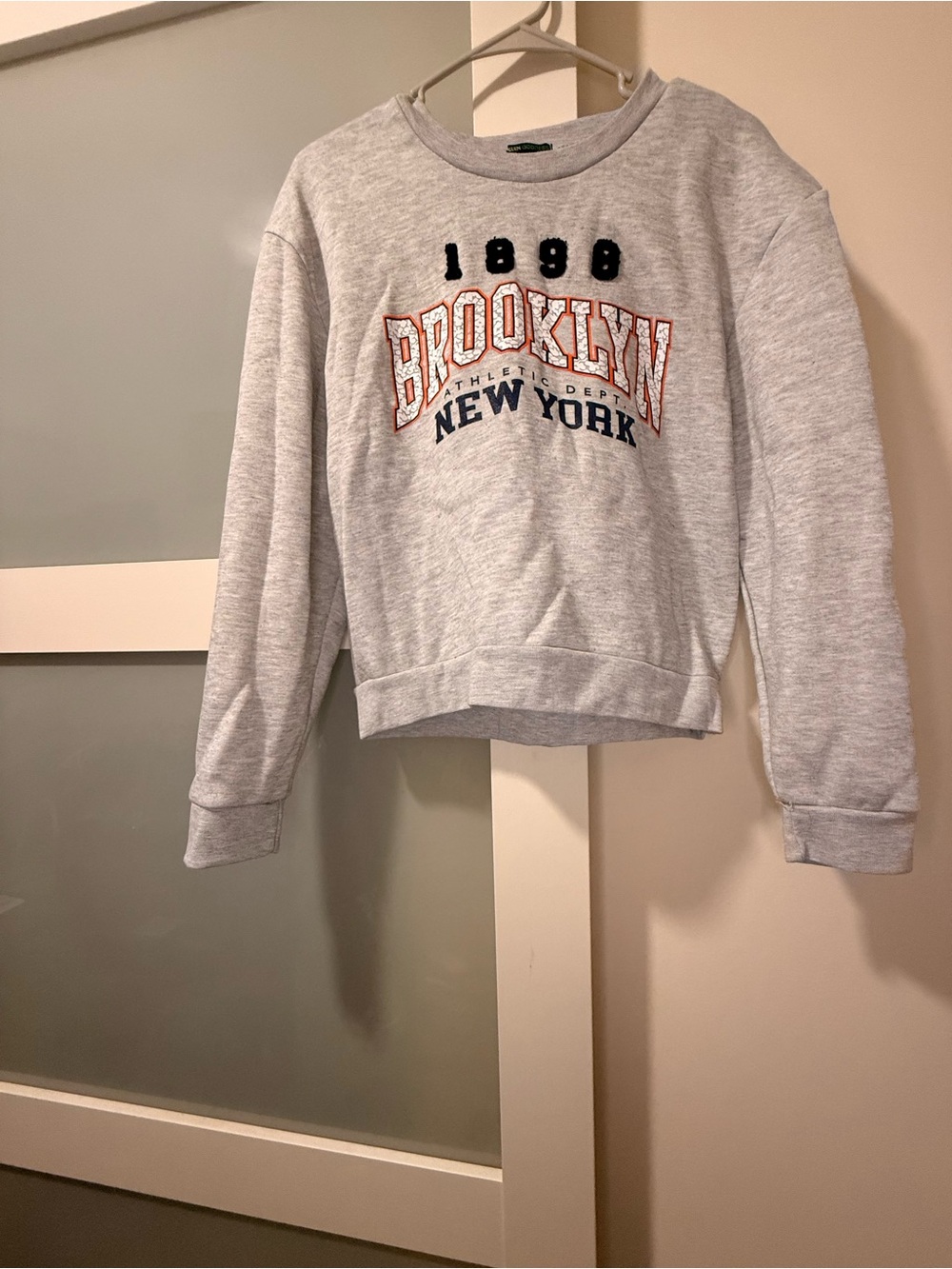 Goddess Gray Crewneck Sweatshirt with Orange & Navy Graphic